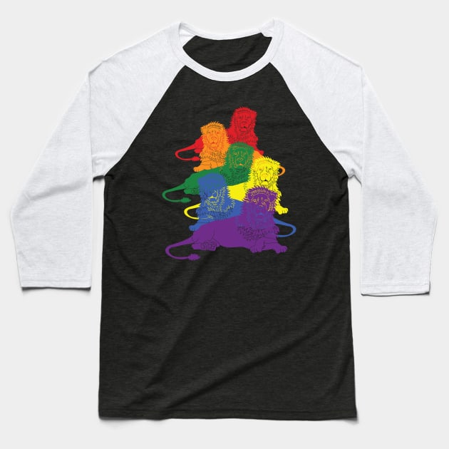 LGBT Gay Pride Lions 2 Baseball T-Shirt by atomguy